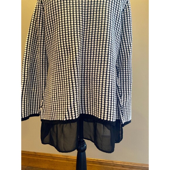 Style & Co Sweater Plus Size XL Top Black White 60% Cotton Sheer Hem Crew Neck - Picture 7 of 10